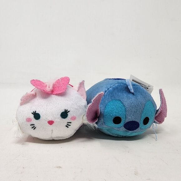 Tsum Tsum Disney Plush Marie The Aristocats & Stitch Mini 3" Lot of 2 - Picture 1 of 5